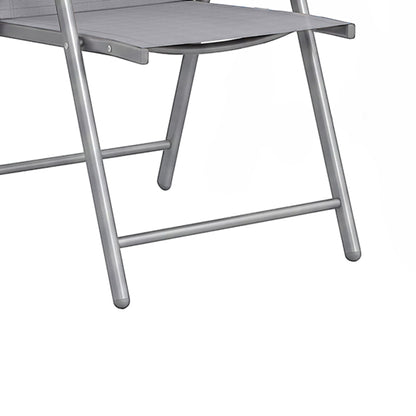 Sillas Plegables Outsunny Acero, Textilene Gris Claro 62x58x97 Cm_5