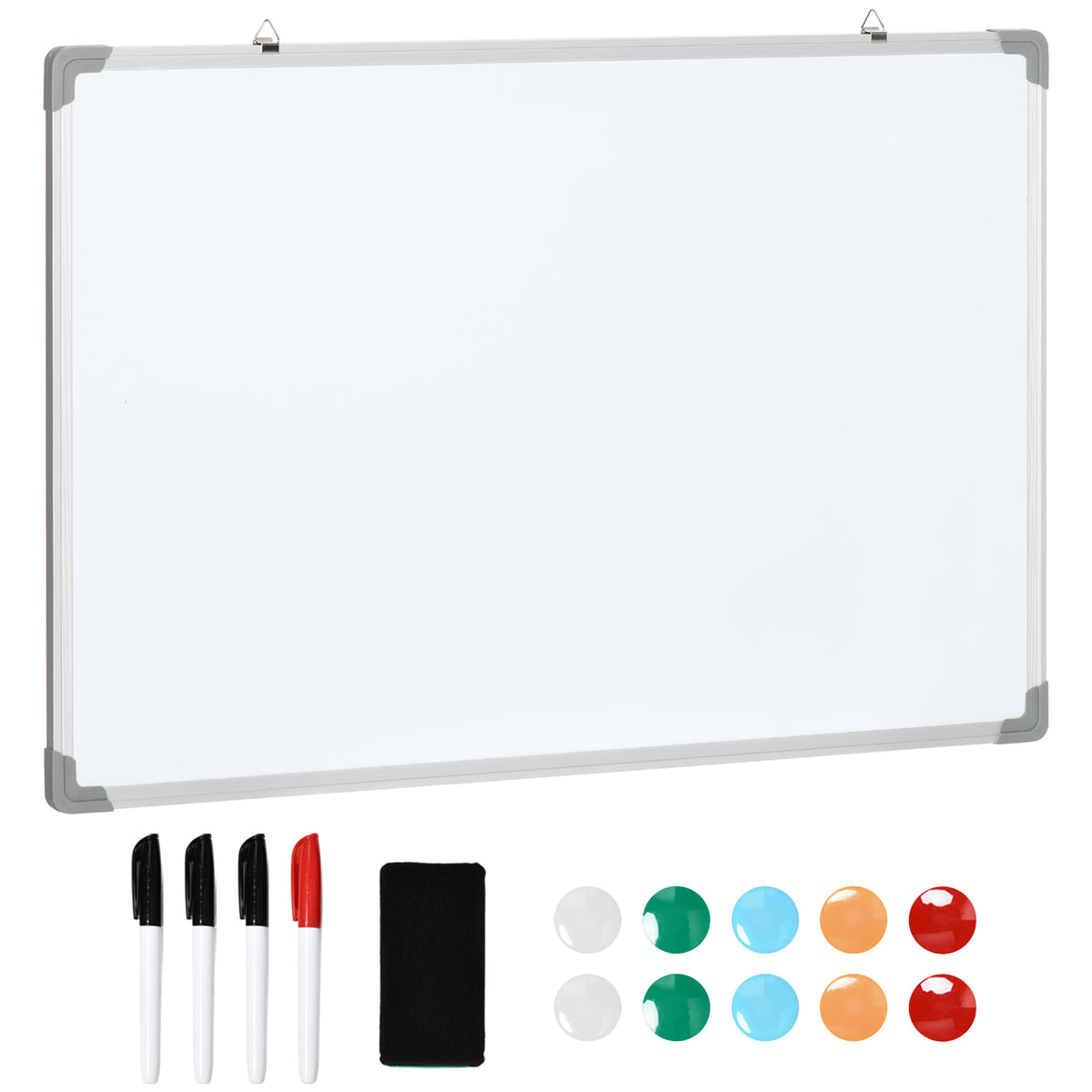 Homcom Pizarra Blanca Magnética Con Bastidor De Aleación De Aluminio 90x60 Cm_0