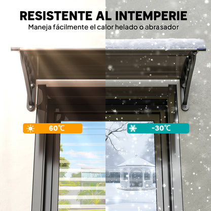 Tejadillo De Protección Outsunny Aleación De Aluminio, Pp Marrón 75x100x23 Cm_5
