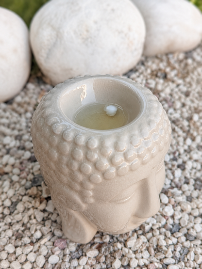 Pack aromático natural con quemador Buda – Wax Melts de soja, romero, tomillo y pino + 6 velas de té – Lismare_4
