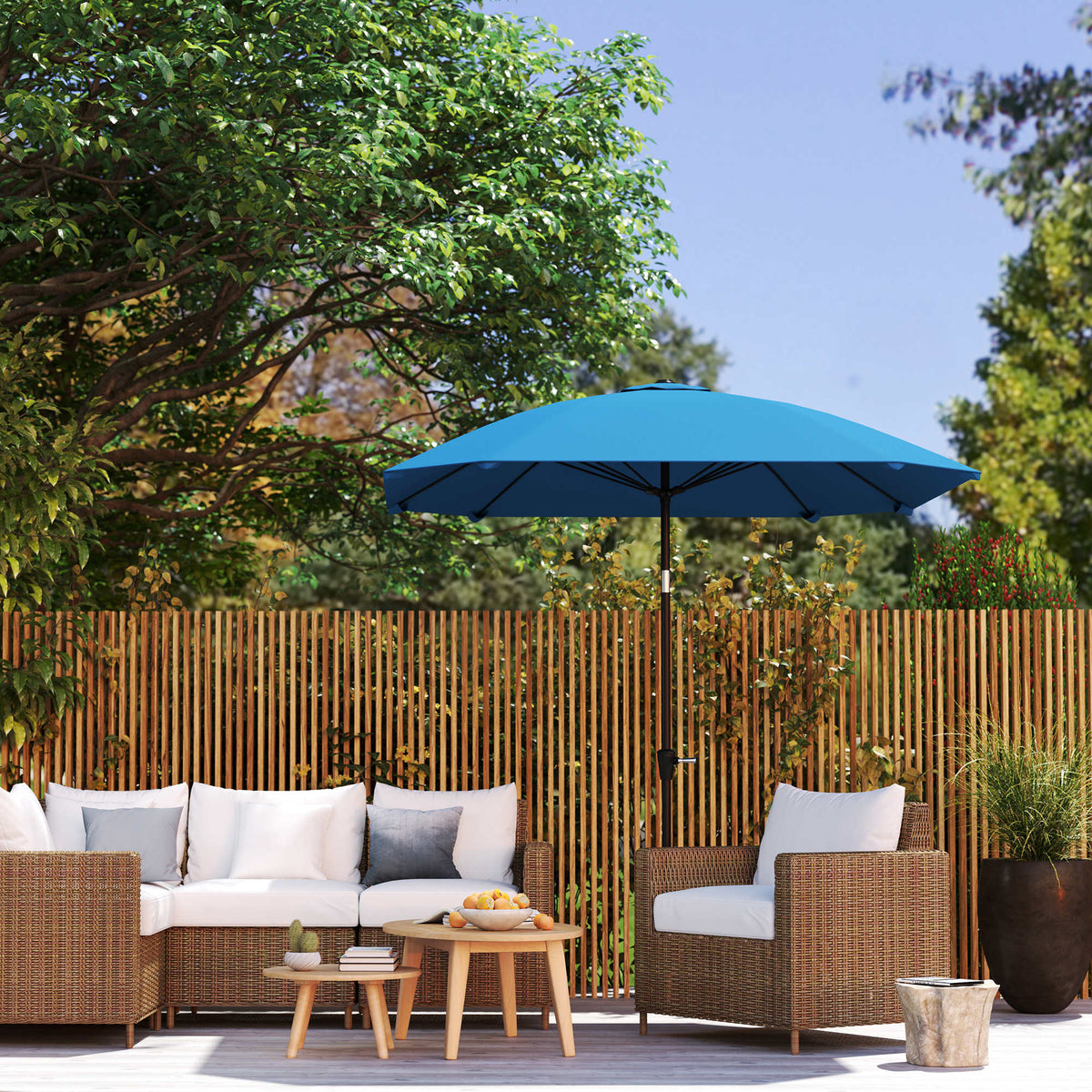 Sombrilla De Jardín Outsunny Poliéster, Aluminio Azul 233x233x240 Cm_4