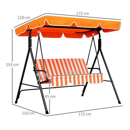 Columpio De Jardín Outsunny Acero, Textileno Naranja 172x110x153 Cm_2