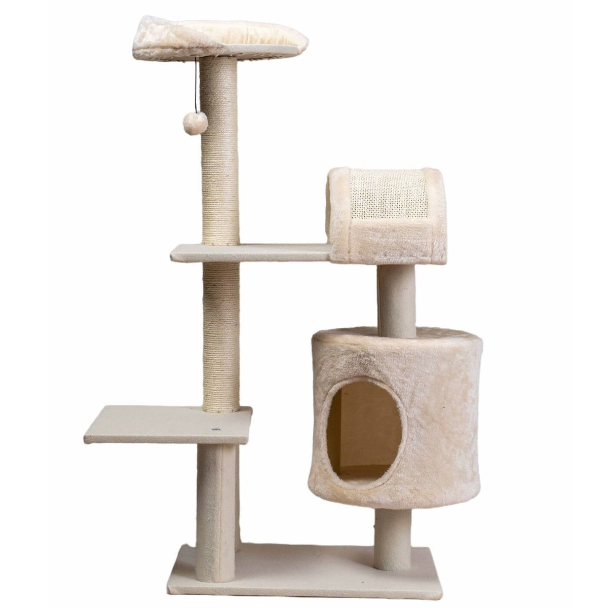 Torre Rascador Para Gato Wuapu Modelo Five Con Múltiples Elementos. Altura 103cmx49x35cm En Beige_0