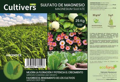 Cultivers Sulfato De Magnesio 25 Kg | Sustancia Mineral Hidrosoluble Para Jardinería Y Uso Técnico | Disolución En…_2