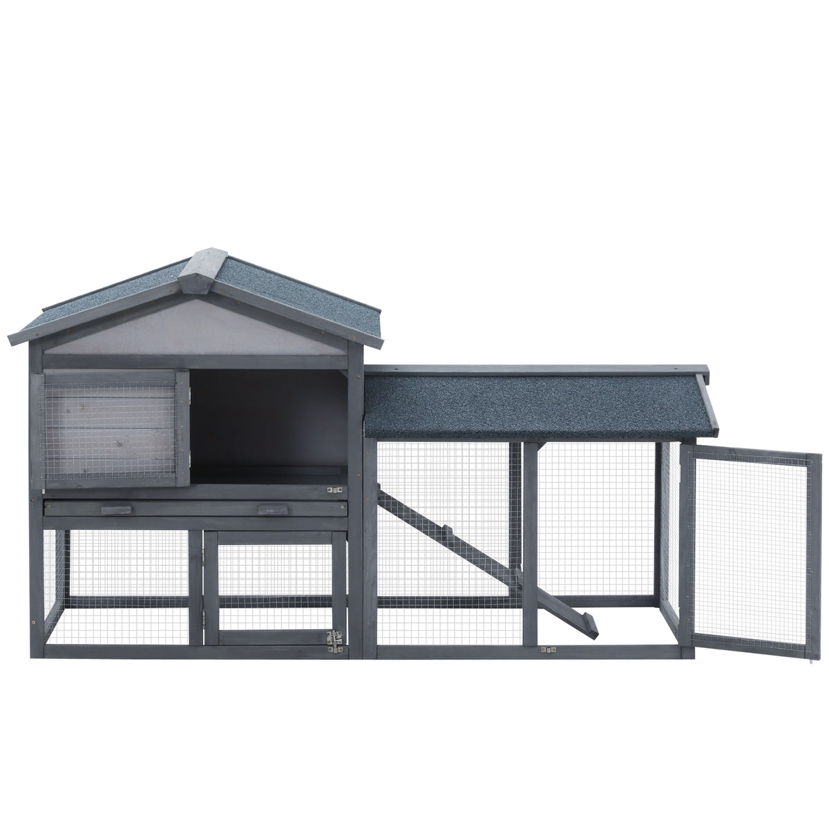 Conejera De Madera Pawhut Gris 147x54x84 Cm Madera_3