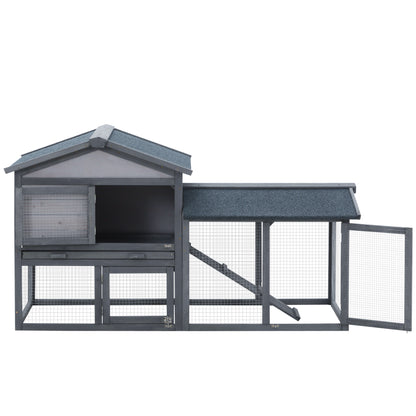 Conejera De Madera Pawhut Gris 147x54x84 Cm Madera_3