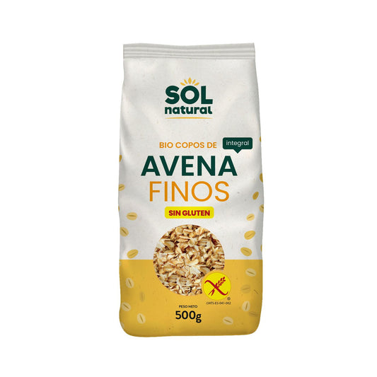 Copos de avena integrales sin gluten finos bio Sol Natural 500 g