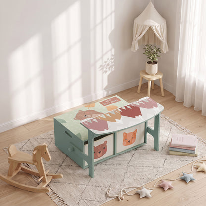 Aiyaplay Banco Infantil Convertible 3 En 1 Juego De Mesa Y Silla Verde_1