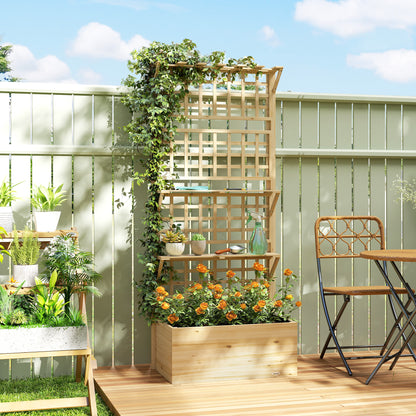 Jardinera Con Enrejado Outsunny Madera De Abeto Madera Natural 76x43.5x177 Cm_1