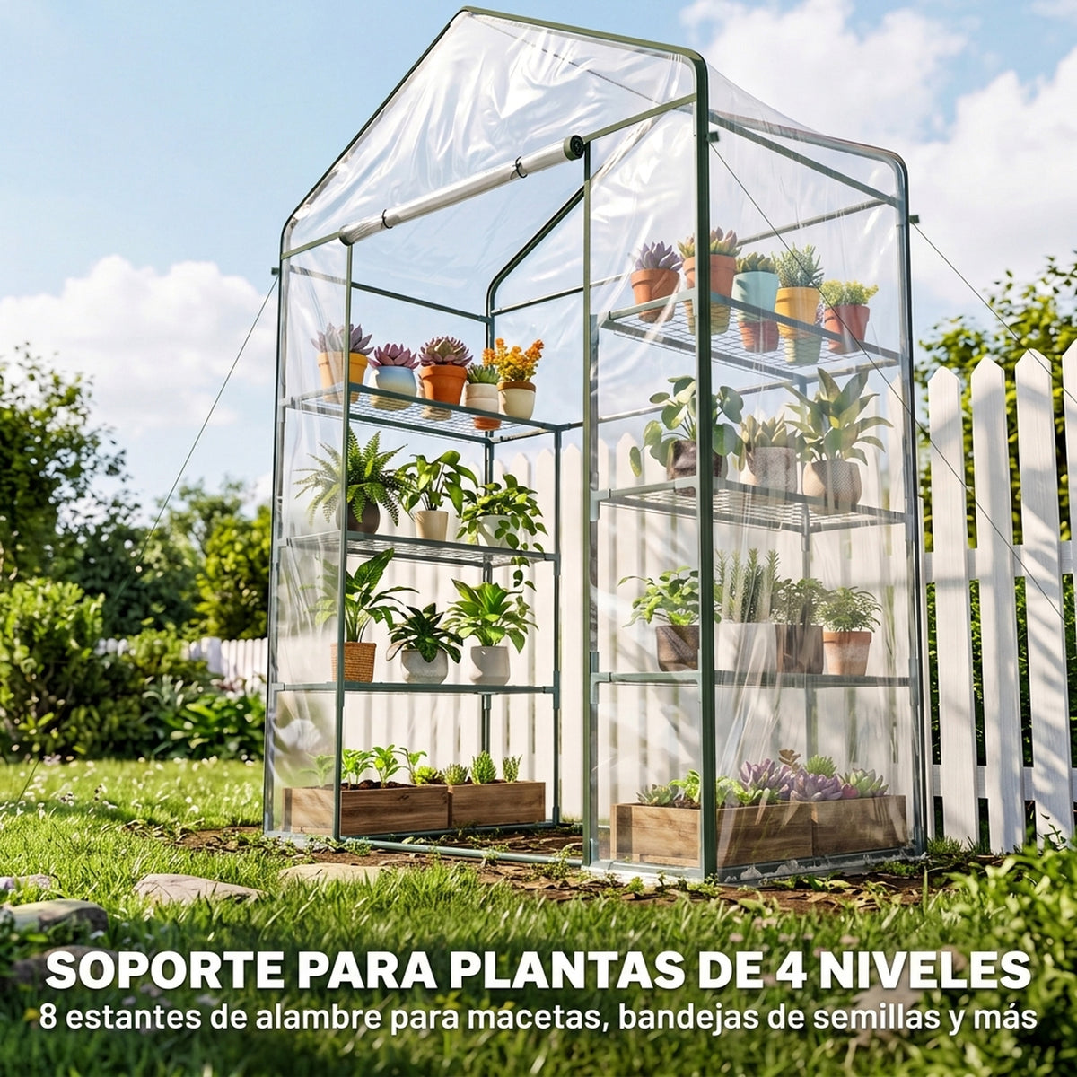 Invernadero De Jardín Outsunny Tubo De Acero, Pvc Verde 143x73x195cm_3
