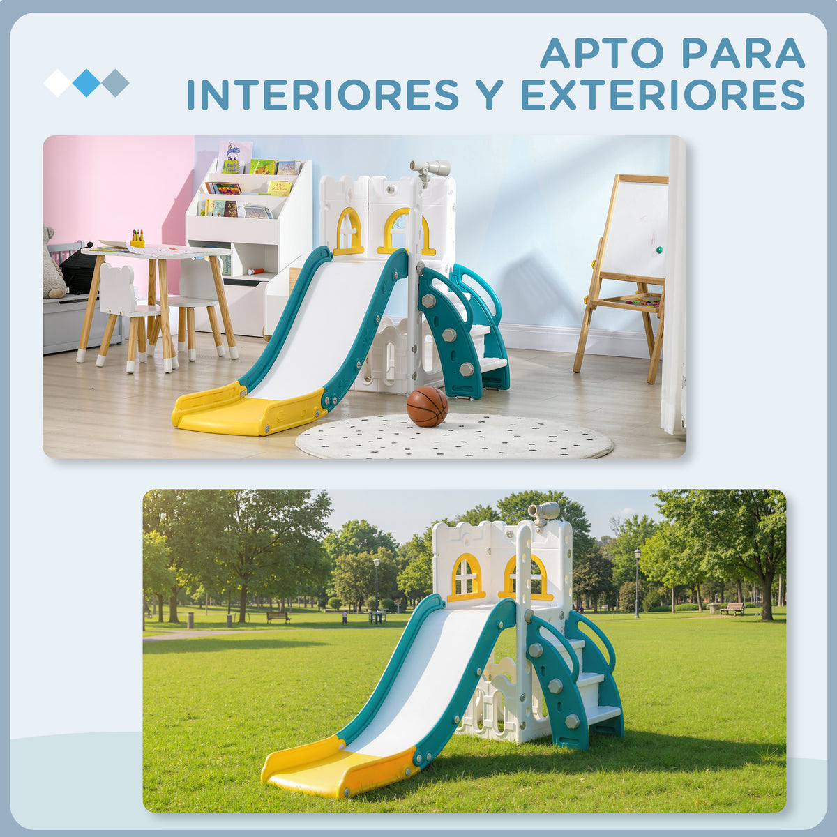 Tobogán Infantil Aiyaplay Hdpe, Pp Amarillo Y Verde 70x177x92 Cm_3