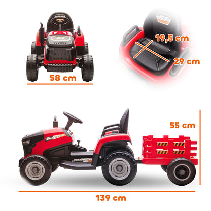 Tractor Eléctrico Infantil Aiyaplay Plástico, Metal Rojo 139x58x55 Cm 370-389v90rd_2