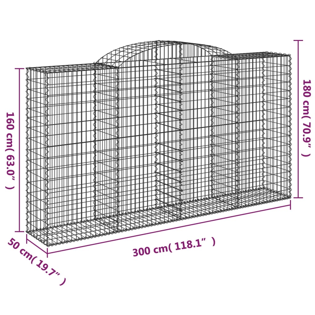 Cestas De Gaviones 9 Uds Forma De Arco Hierro 300x50x160/180 Cm_5