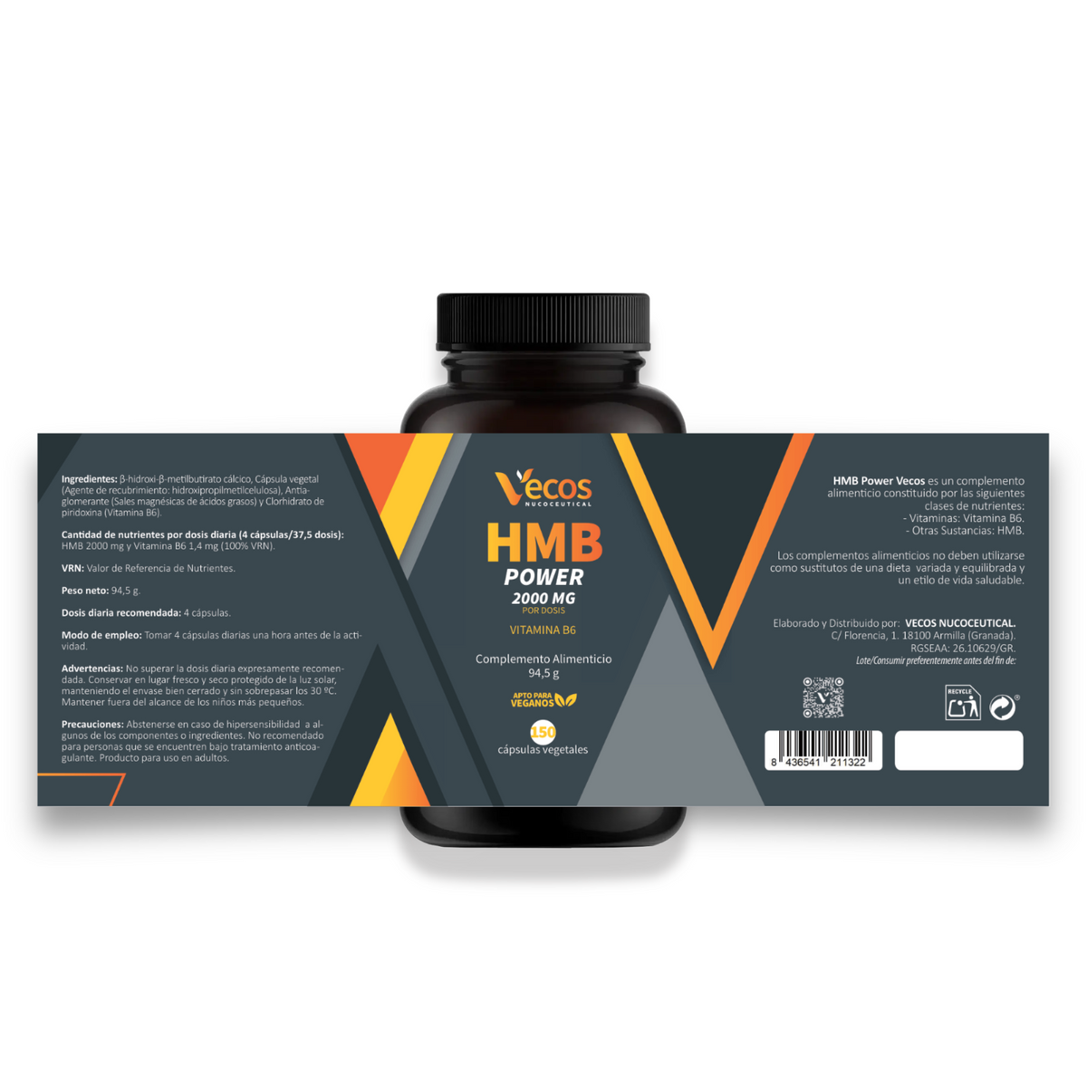 Hmb 2000 Mg Vecos 150 Cápsulas | Ganar Y Mantener Masa Muscular | Con Vitamina B6_4