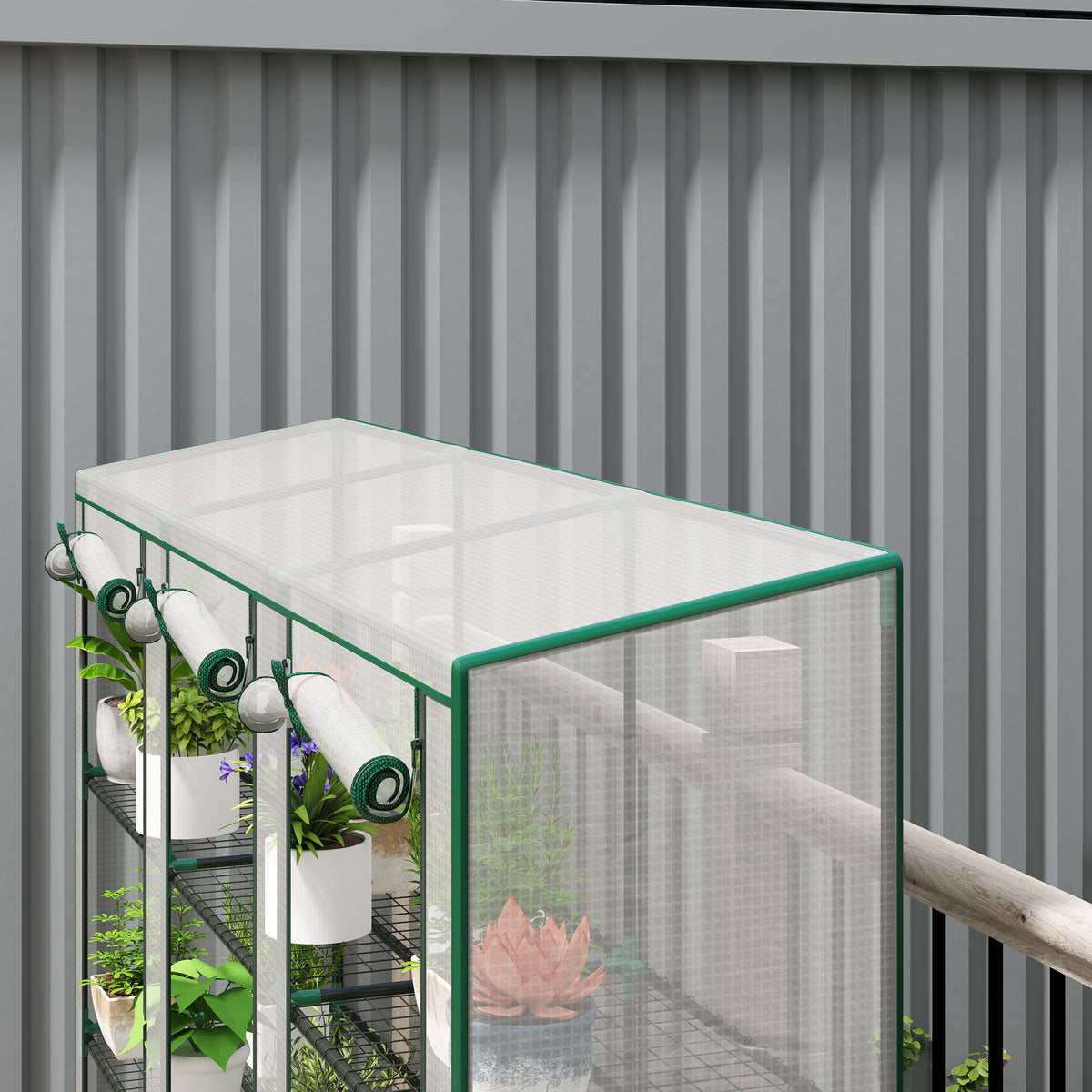Invernadero De Jardín Outsunny Pe, Acero Blanco 215x46x151cm 84h-228v01wt_4