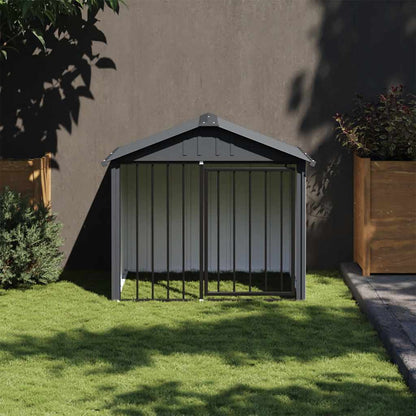 Caseta Perros Con Tejado Acero Galvanizado Negro 117x103x102 Cm_1