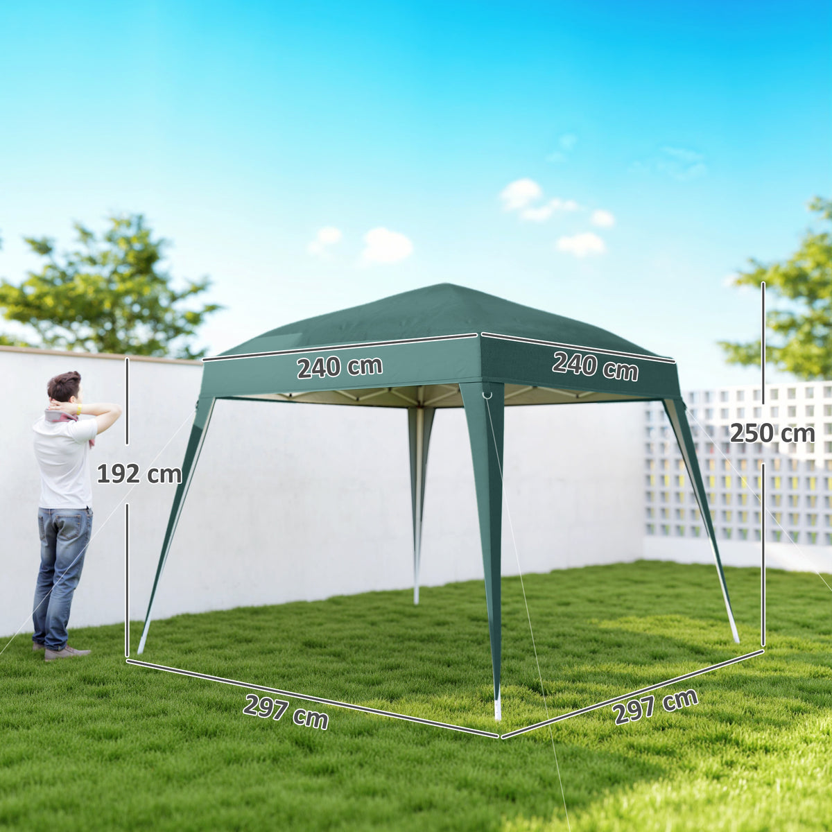 Carpa Plegable Outsunny Verde 240x240x250cm Tela Oxford Acero_2