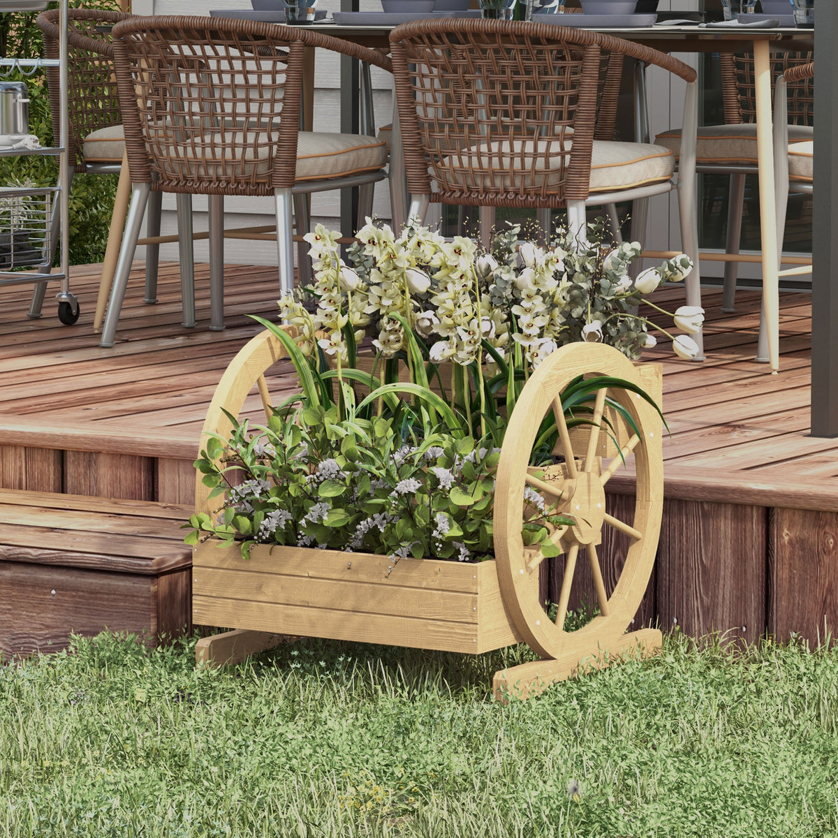 Jardinera Outsunny Madera De Abeto Madera Natural 61x62x57 Cm_1