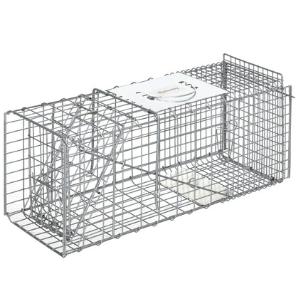 Trampa Para Animales Outsunny 66x24x30.5 Cm Plata_0