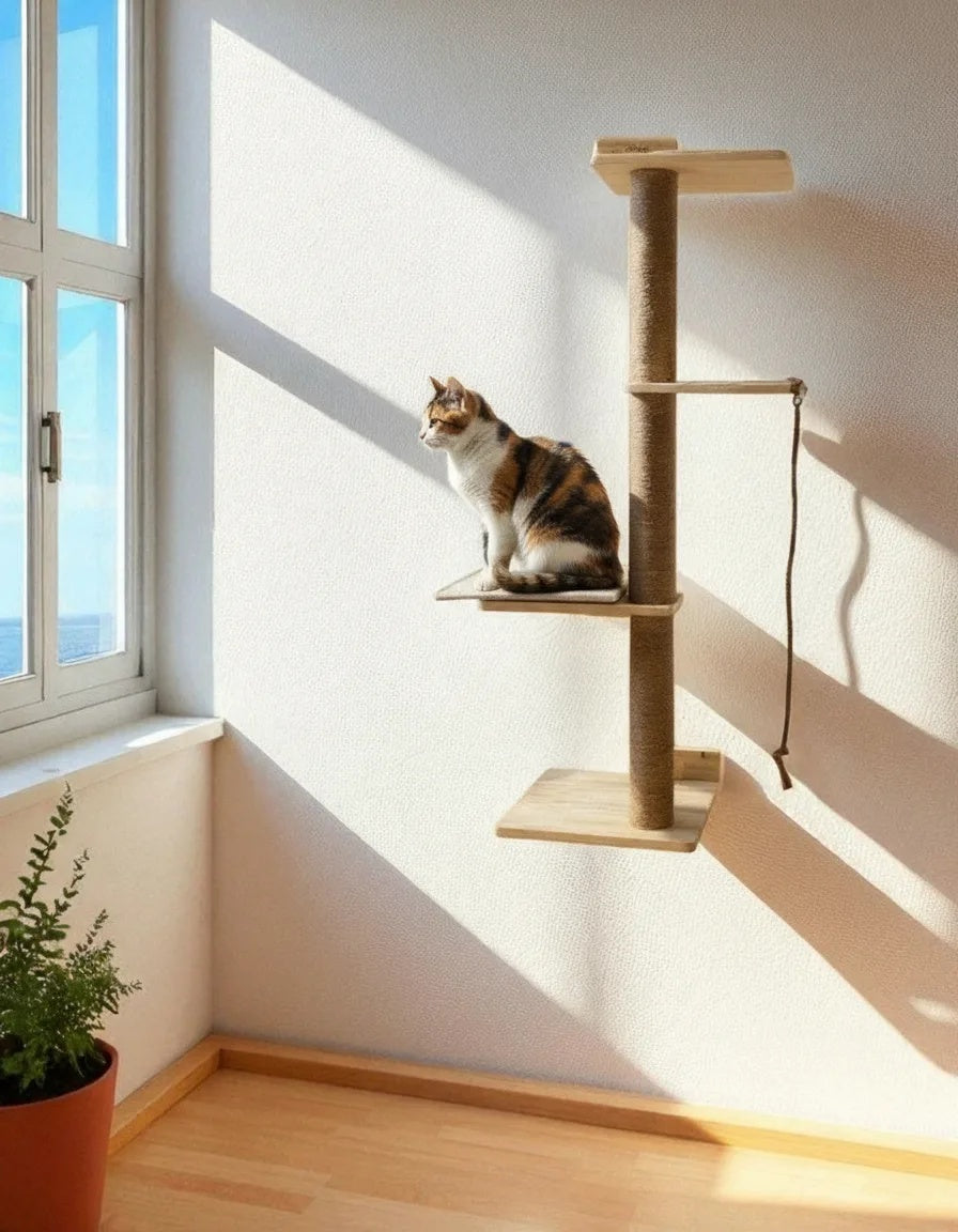 Árbol Rascador Para Gatos Salina Con Estructura De Suelo Y Sistema Anticaída Althea Living 127x60x27cm_1