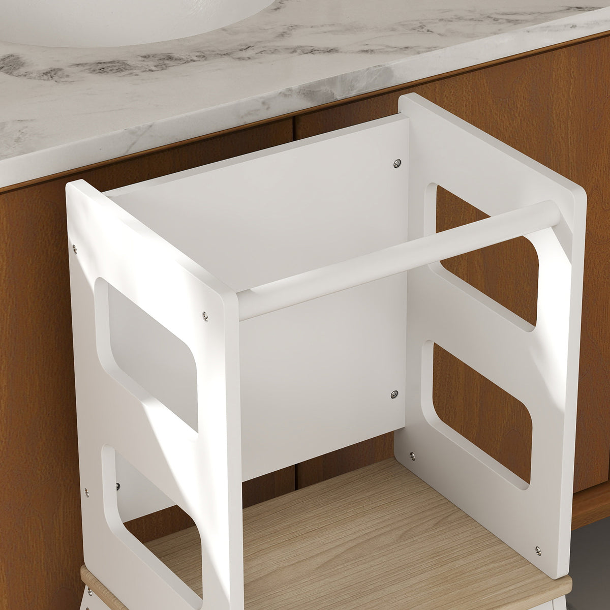 Torre De Aprendizaje Aiyaplay Mdf, Madera De Pino Blanco 55x52.5x87.5 Cm_4