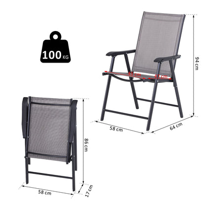 Conjunto De 2 Sillas Plegables Outsunny Acero, Texteline Gris Y Negro 58x64x94 Cm_2