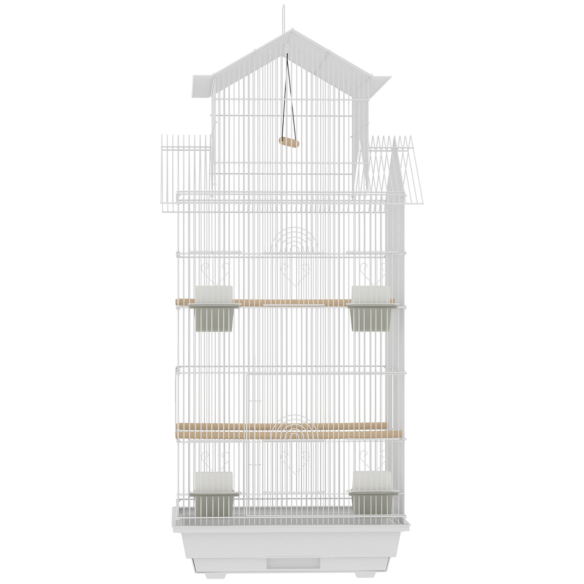 Jaula Para Pájaros Pawhut Acero, Pp Blanco 50.5x41x104 Cm_3