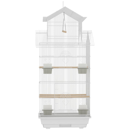 Jaula Para Pájaros Pawhut Acero, Pp Blanco 50.5x41x104 Cm_3