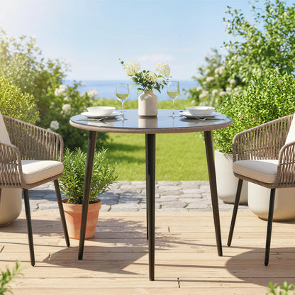 Mesa Comedor Jardín Outsunny Acero, Vidrio Templado Gris 80x80x74 Cm_4