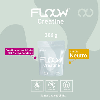 Creatina Monohidratada Sin Sabor (neutra) Pack 2 X 306 G - 612 G (180 Dosis) Floow Creatine En Polvo Pura Sin Azúcar_1