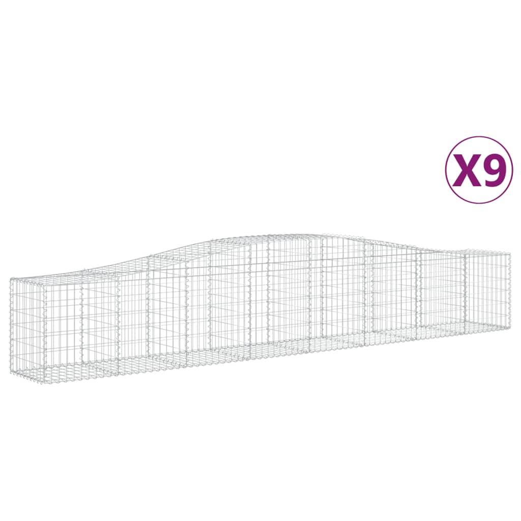 Cestas De Gaviones 9 Uds Forma De Arco Hierro 400x50x60/80 Cm_0