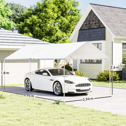 Carpa Para Garaje Outsunny Acero Galvanizado, Pe Blanco 595x294x260 Cm_2