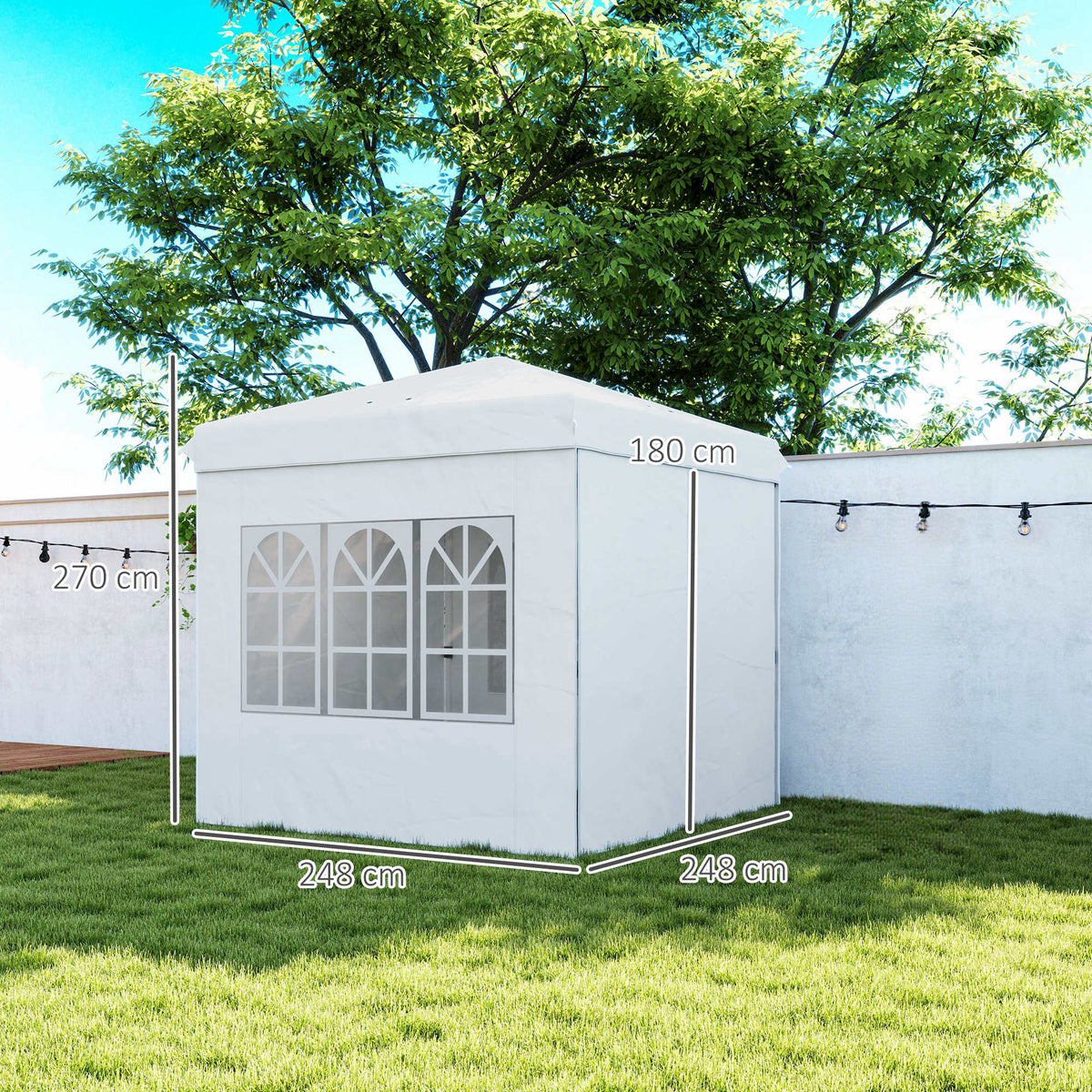 Carpa Plegable Outsunny Metal, Tela Oxford Blanco 248x248x270 Cm_2