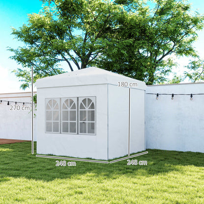 Carpa Plegable Outsunny Metal, Tela Oxford Blanco 248x248x270 Cm_2