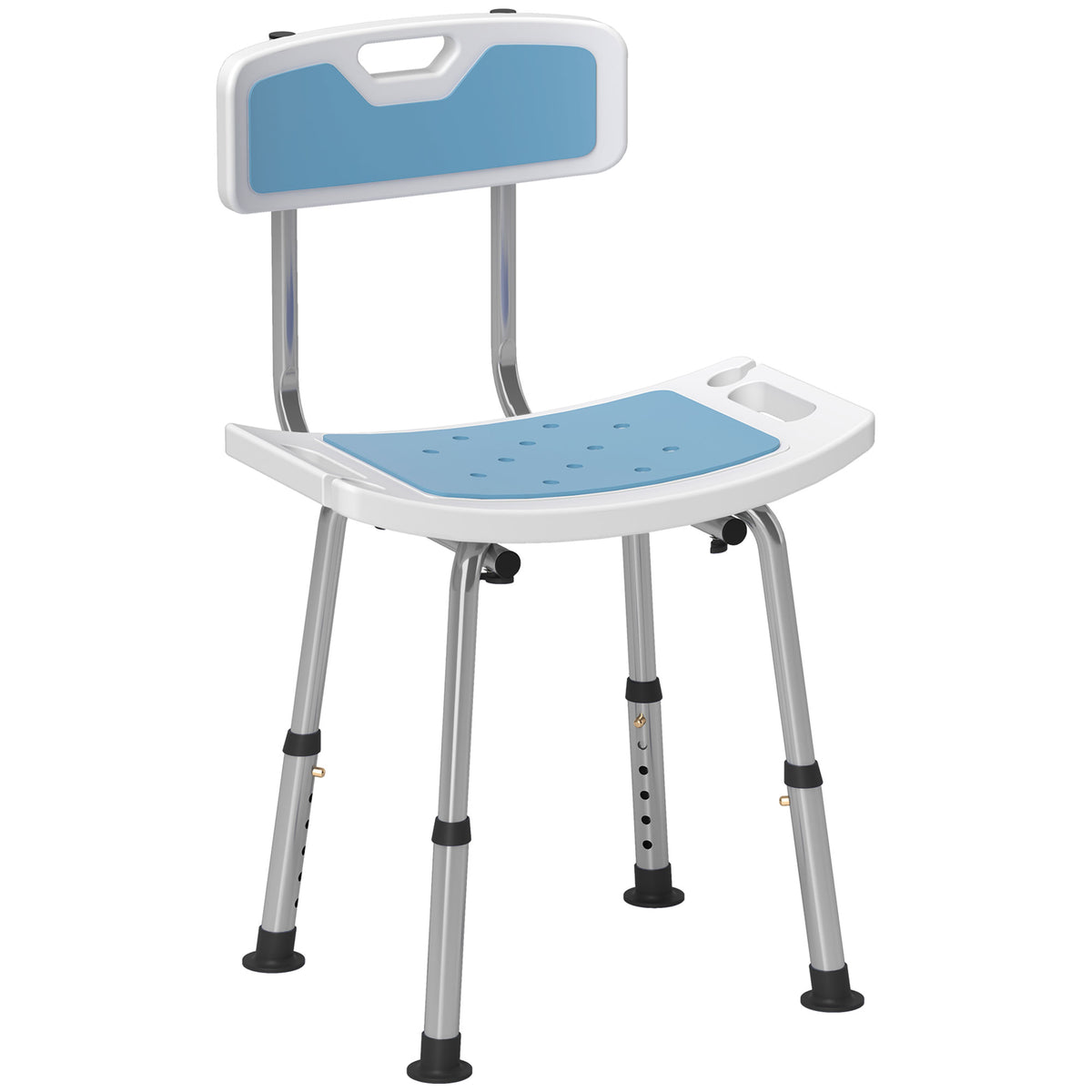 Silla De Ducha Homcom Aluminio, Hdpe Azul Claro 51.5x49.5x81 Cm_0