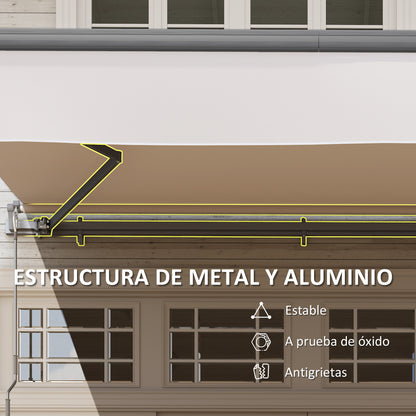 Toldo Manual Retráctil Outsunny Aluminio, Poliéster Crema 295x200x400 Cm_5