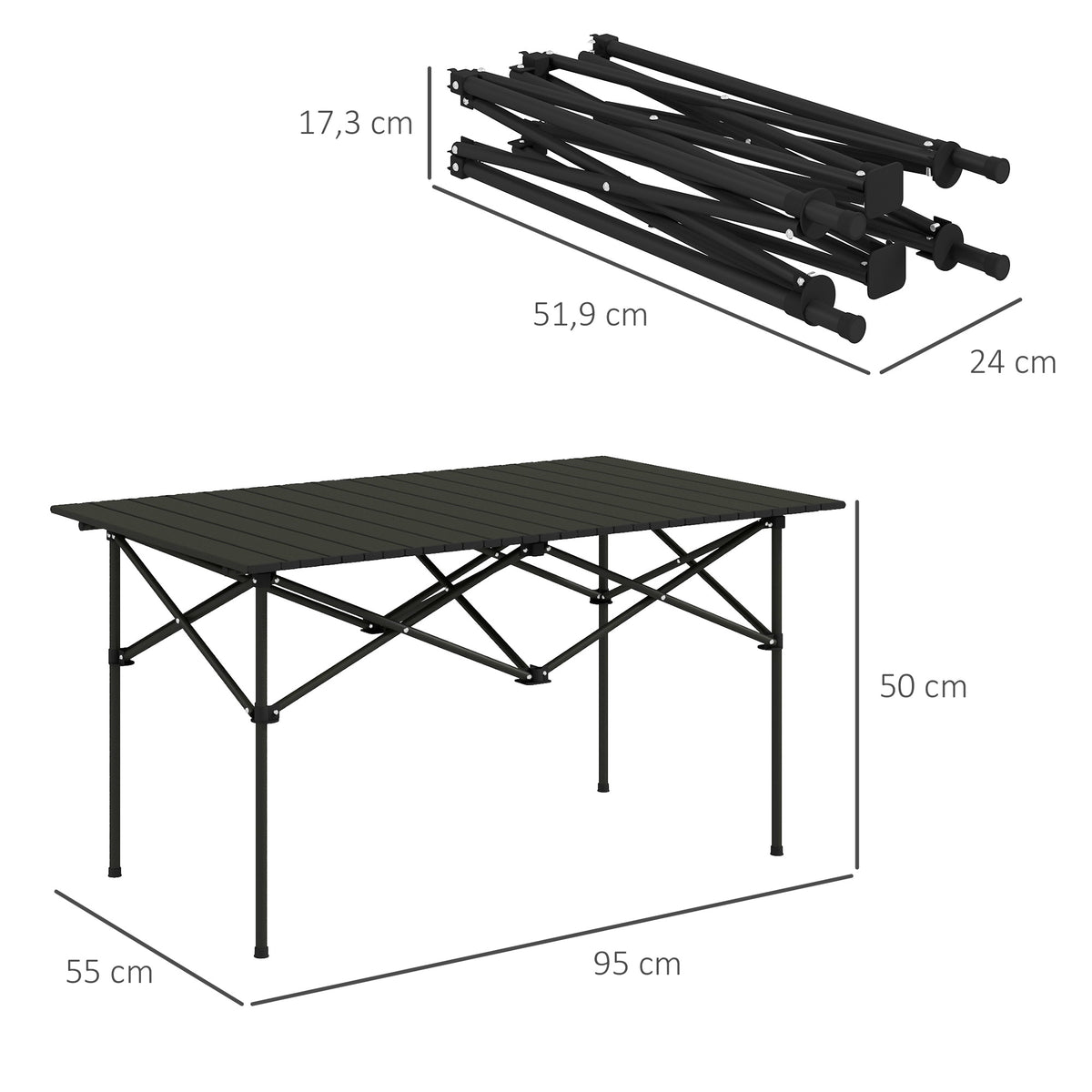 Mesa De Camping Outsunny Metal Negro 95x55x50 Cm_2