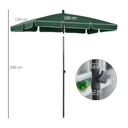 Sombrilla Rectangular De Jardín Aluminio Outsunny 198x130x240cm Verde_2