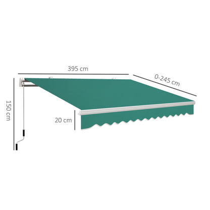 Toldo Manual Plegable Outsunny Verde 395x245 Cm Aluminio Metal_2