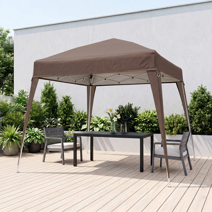 Carpa Plegable Outsunny Tela Oxford, Acero Café 240x240x250 Cm_3