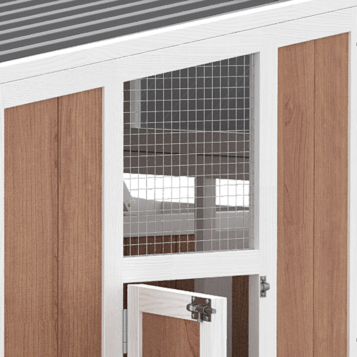 Gallinero Pawhut Madera De Pino, Pet Marrón 145x90x92 Cm_5