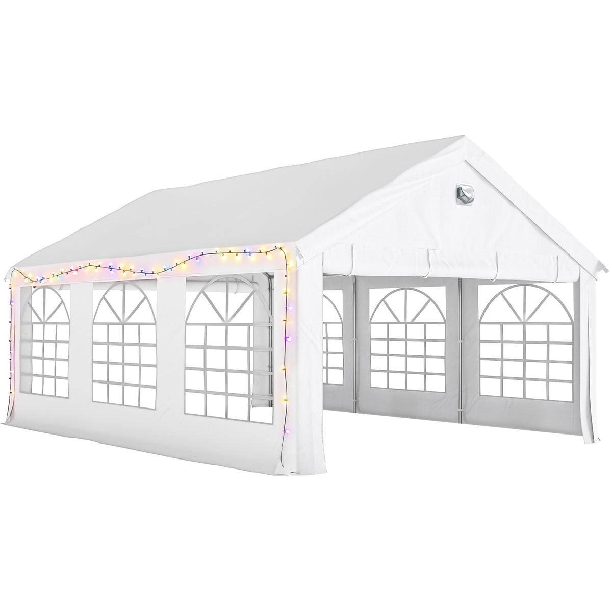 Carpa Para Fiesta Outsunny Acero Galvanizado, Tela De Pe Blanco 598x394x302 Cm_0