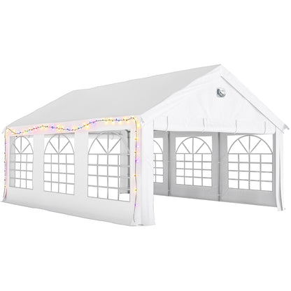 Carpa Para Fiesta Outsunny Acero Galvanizado, Tela De Pe Blanco 598x394x302 Cm_0