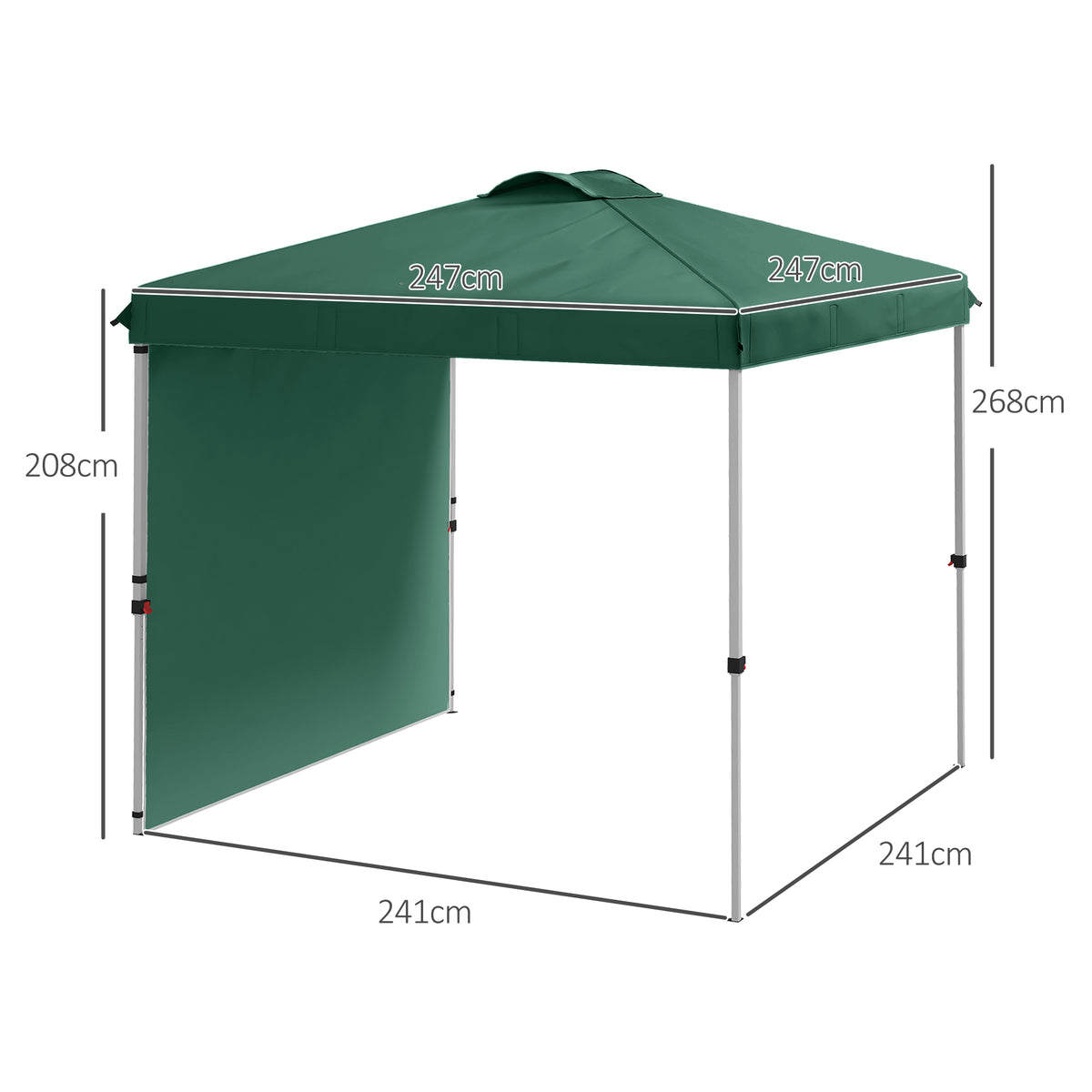 Carpa Plegable Outsunny Acero, Tela Oxford Verde 247x247x268 Cm_2