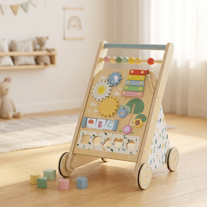 Andadera De Apoyo Para Bebés Aiyaplay Tablero Multicapa, Madera De Schima Superba Madera Natural 34.5x32.4x46 Cm_1