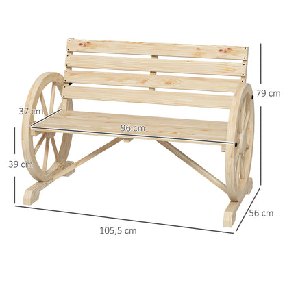 Banco De Jardín Outsunny Madera De Abeto Madera Natural 105.5x56x79 Cm_2