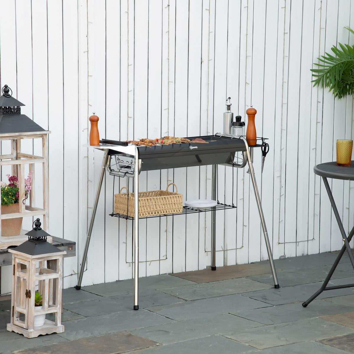 Barbacoa De Carbón Outsunny 96x61x72 Cm Negro_1