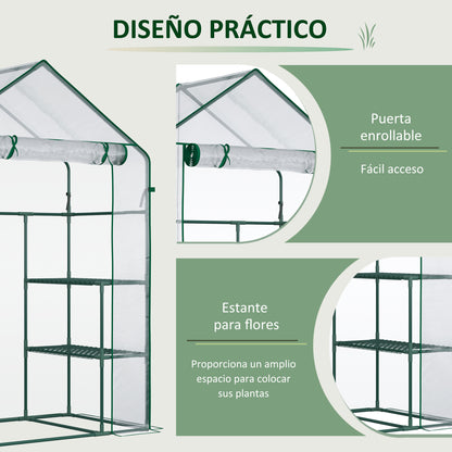 Invernadero De Jardín Outsunny Acero, Plástico Verde 142x73x195 Cm_4