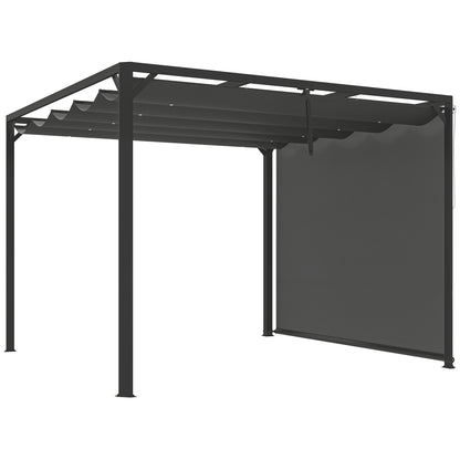 Pérgola Outsunny Aluminio, Tela De Poliéster Gris Oscuro 300x300x227 Cm_0
