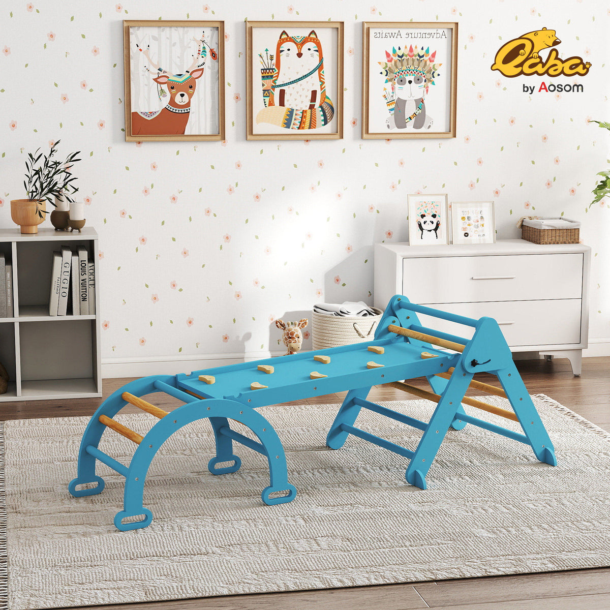Triángulo De Escalada Aiyaplay Madera De Álamo, Madera De Pino Azul 188x70x59 Cm 331-097v00bu_1